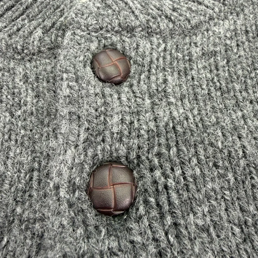 LL Bean Sweater Men XLT Tall Charcoal Classic Raggwool Henley 100% Lambswool NEW